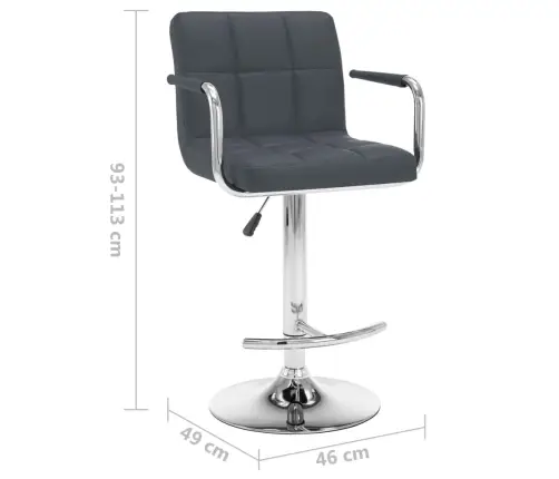 Baro Taburetės, 2Vnt., Pilkos Spalvos, Dirbtinė Oda