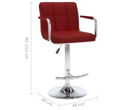 Bāra Krēsli, 2 Gab., Vīnsarkana Mākslīgā Āda Vidaxl