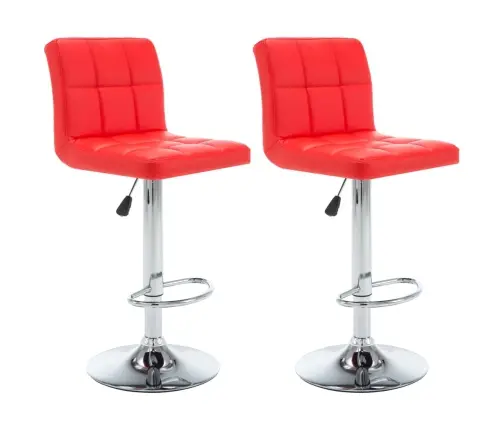 Baro Taburetės, 2Vnt., Raudonos, Dirbtinė Oda