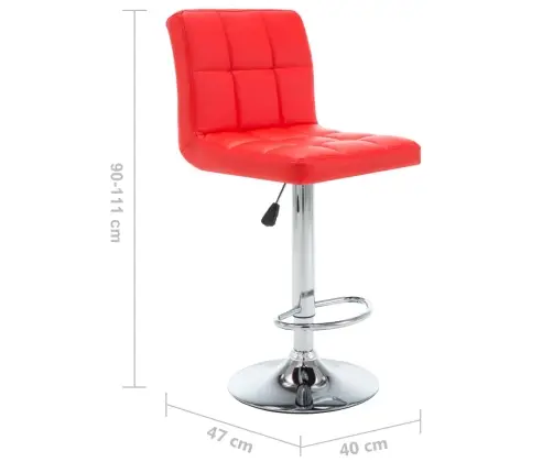 Baro Taburetės, 2Vnt., Raudonos, Dirbtinė Oda