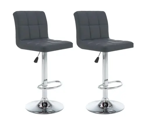 Baro Taburetės, 2Vnt., Pilkos Spalvos, Dirbtinė Oda