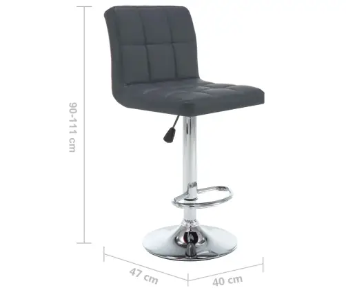 Baro Taburetės, 2Vnt., Pilkos Spalvos, Dirbtinė Oda