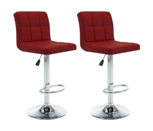 Baro Taburetės, 2Vnt., Raudonojo Vyno Spalvos, Dirbtinė Oda