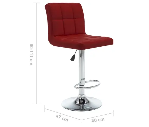 Baro Taburetės, 2Vnt., Raudonojo Vyno Spalvos, Dirbtinė Oda