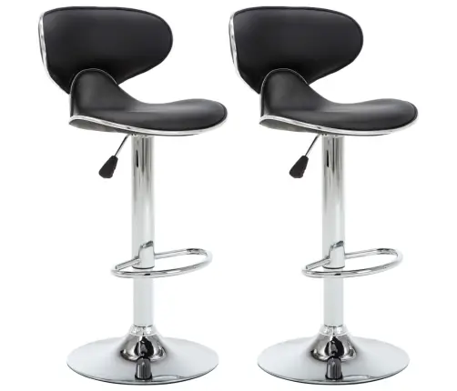 Baro Taburetės, 2 Vnt., Juodos Spalvos, Dirbtinė Oda