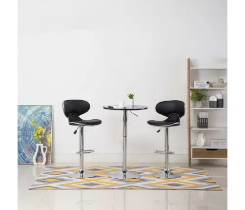 Baro Taburetės, 2 Vnt., Juodos Spalvos, Dirbtinė Oda