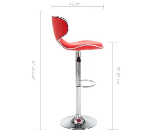 Bāra Krēsli, 2 Gab., Sarkana Mākslīgā Āda Vidaxl