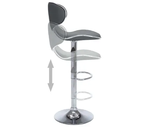 Baro Taburetės, 2Vnt., Pilkos Spalvos, Dirbtinė Oda