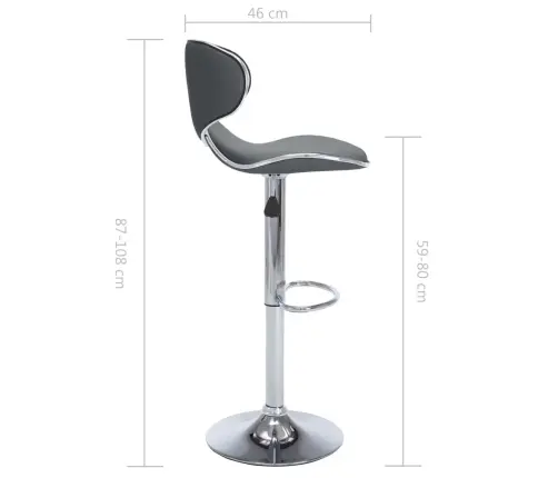 Baro Taburetės, 2Vnt., Pilkos Spalvos, Dirbtinė Oda