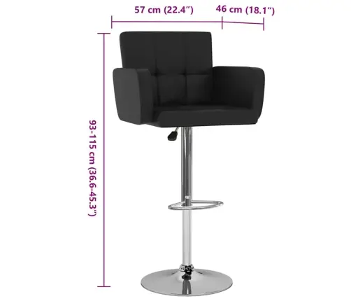 Bāra Krēsli, 2 Gab., Melna Mākslīgā Āda Vidaxl