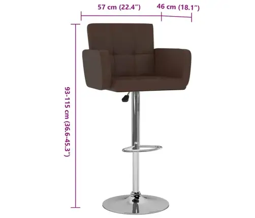 Bāra Krēsli, 2 Gab., Brūna Mākslīgā Āda Vidaxl