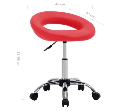 Ratastega Töötool, Punane, Kunstnahk