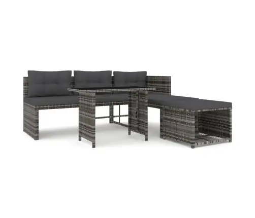 4-Daļīgs Dārza Mēbeļu Komplekts, Pelēka Pe Rotangpalma Vidaxl