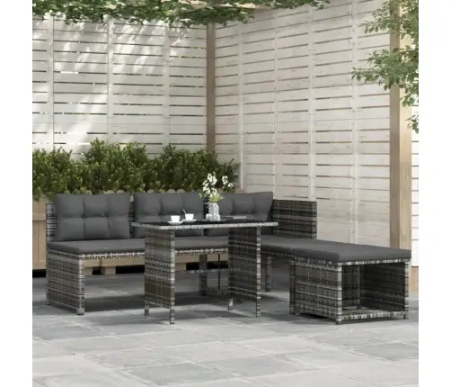 4-Daļīgs Dārza Mēbeļu Komplekts, Pelēka Pe Rotangpalma Vidaxl