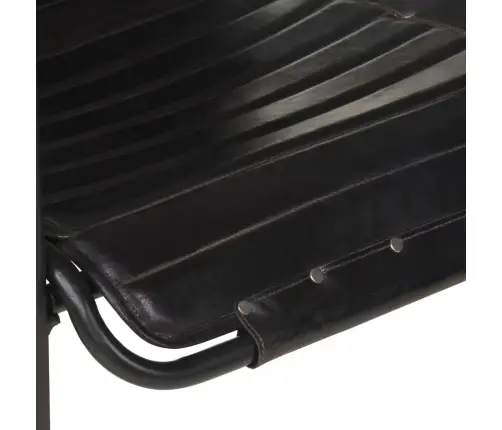 Poilsio Krėslas Su Pakoja, Juodos Spalvos, Tikra Oda