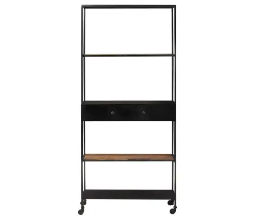 Grāmatu Plaukts, 80X35X180 Cm, Neapstrādāts Mango Koks, Dzelzs Vidaxl