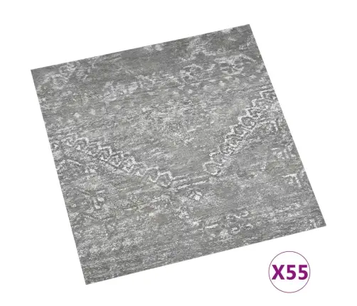 Grīdas Flīzes, 55 Gab., Pašlīmējošas, 5,11 M², Pvc, Pelēkas Vidaxl