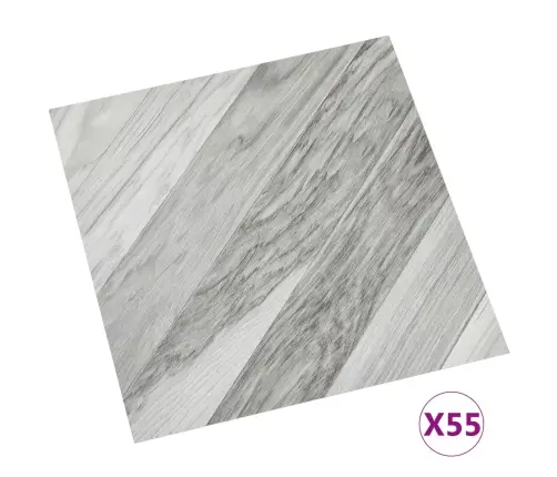 Grīdas Flīzes, 55 Gab., Pašlīmējošas, 5,11 M², Pvc, Pelēkas Vidaxl