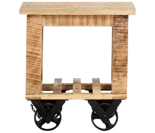 Šoninis Staliukas Su Ratukais, 40X40X42cm Mango Mediena