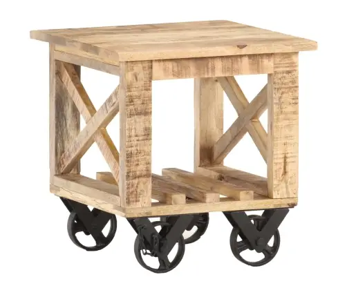 Šoninis Staliukas Su Ratukais, 40X40X42cm Mango Mediena