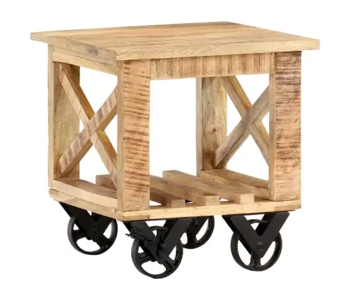 Šoninis Staliukas Su Ratukais, 40X40X42cm Mango Mediena