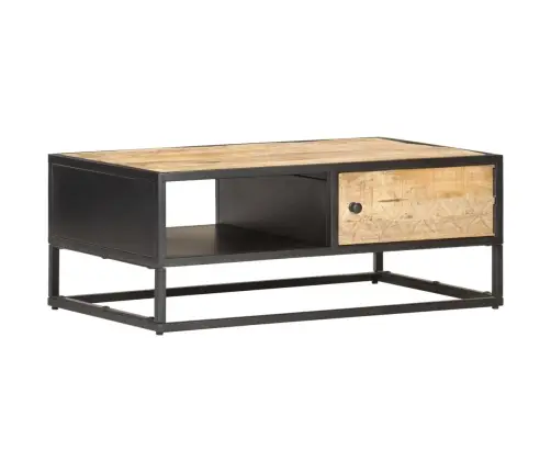 Kohvilaud Nikerdatud Uksega, 90X55X36 cm Töötlemata Mangopuit