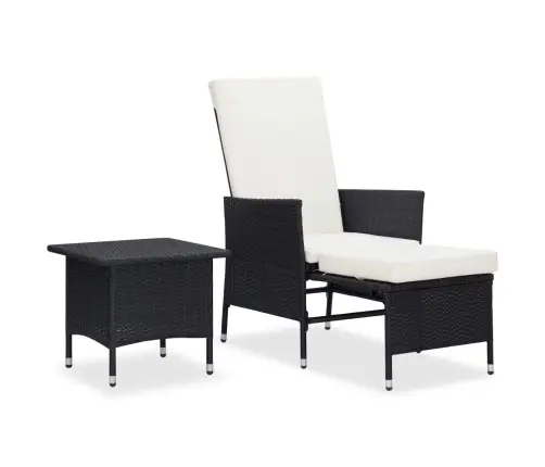 2-Daļīgs Dārza Atpūtas Mēbeļu Komplekts, Pe Rotangpalma, Melns Vidaxl