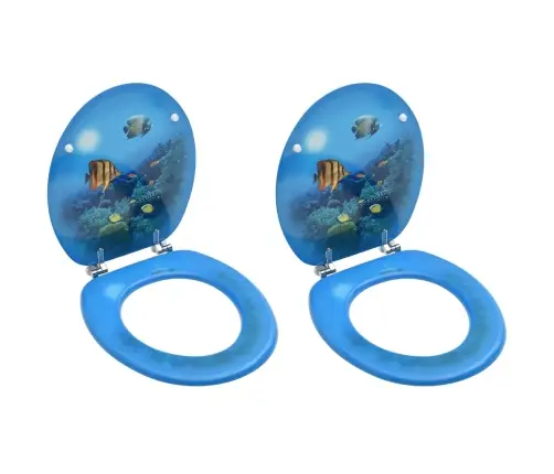 Tualetes Poda Sēdekļi Ar Vāku, 2 Gab., Jūras Dzelmes Dizains Vidaxl