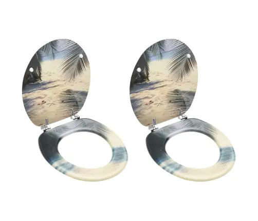 Tualetes Poda Sēdekļi Ar Vāku, 2 Gab., Mdf, Pludmales Dizains Vidaxl