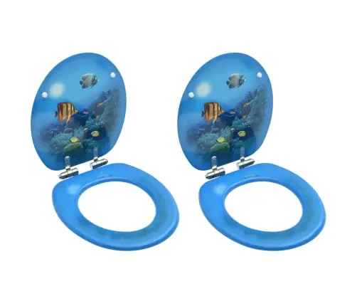 Tualetes Poda Sēdekļi Ar Vāku, 2 Gab., Jūras Dzelmes Dizains Vidaxl