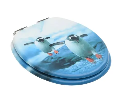 Tualetes Poda Sēdekļi Ar Vāku, 2 Gab., Mdf, Pingvīnu Dizains Vidaxl