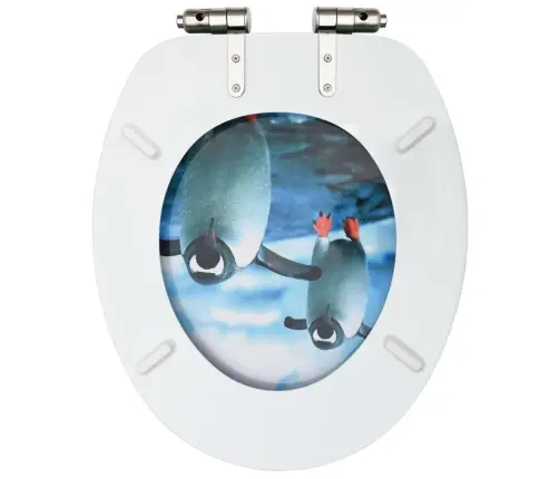 Tualetes Poda Sēdekļi Ar Vāku, 2 Gab., Mdf, Pingvīnu Dizains Vidaxl