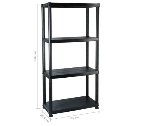 Lentyna Daiktams, 4 Aukštų, Juoda, 61X30,5X130cm Plastikas
