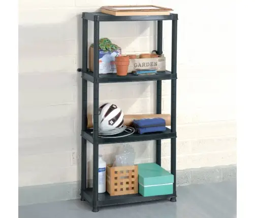 Lentyna Daiktams, 4 Aukštų, Juoda, 61X30,5X130cm Plastikas