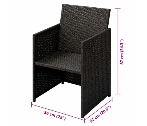 Dārza Krēsli 3 Pcs Brūna 56 X 52 X 87 Cm Poliūtu Rotangpalma Vidaxl