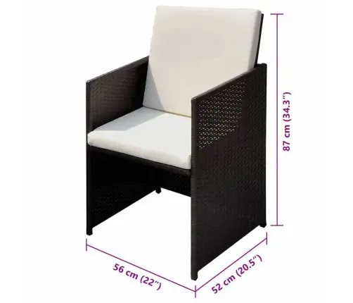 Dārza Krēsli 3 Pcs Brūna 56 X 52 X 87 Cm Poliūtu Rotangpalma Vidaxl