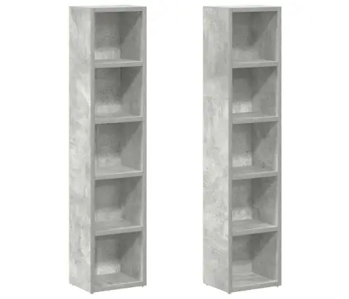 Cd Plaukti, 2 Gab., 21X16X93,5 Cm, Betona Pelēki, Skaidu Plātne Vidaxl