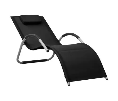 Sauļošanās Zvilnis, Tekstilēns, Melns Un Pelēks Vidaxl Sauļošanās Zvilnis, Tekstilēns, Melns Un Pelēks Vidaxl