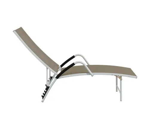 Sauļošanās Zvilnis, Tekstilēns Un Alumīnijs, Pelēkbrūns Vidaxl Sauļošanās Zvilnis, Tekstilēns Un Alumīnijs, Pelēkbrūns Vidaxl