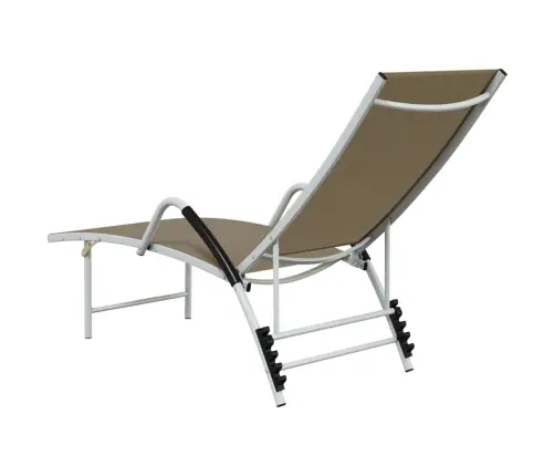 Sauļošanās Zvilnis, Tekstilēns Un Alumīnijs, Pelēkbrūns Vidaxl Sauļošanās Zvilnis, Tekstilēns Un Alumīnijs, Pelēkbrūns Vidaxl