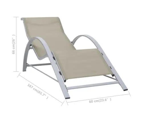 Saulės Gultai Su Staliuku, 2Vnt., Kreminės Spalvos, Aliuminis