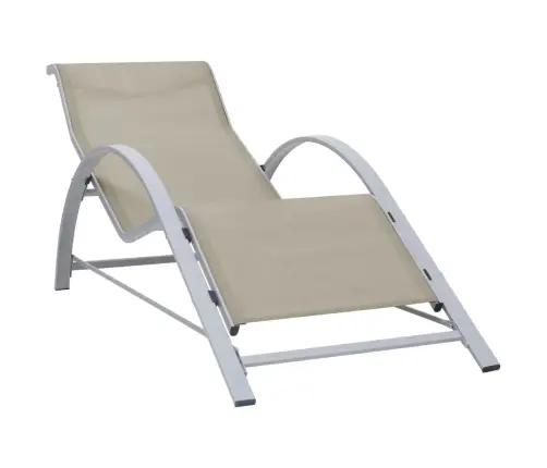 Saulės Gultai Su Staliuku, 2Vnt., Kreminės Spalvos, Aliuminis