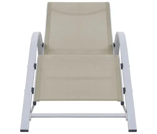 Saulės Gultai Su Staliuku, 2Vnt., Kreminės Spalvos, Aliuminis