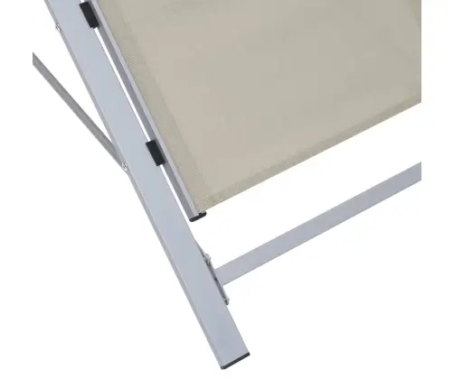 Saulės Gultai Su Staliuku, 2Vnt., Kreminės Spalvos, Aliuminis