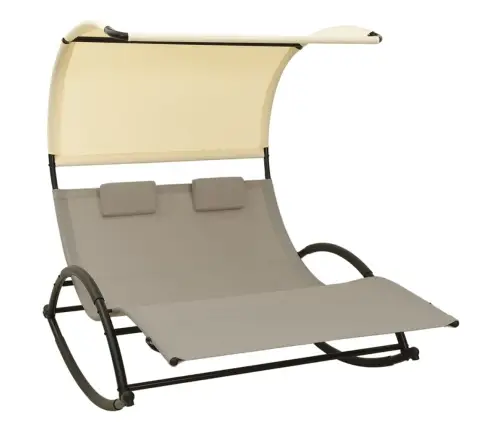 Dvivietis Saulės Gultas, Taupe Ir Kreminis, Tekstilenas