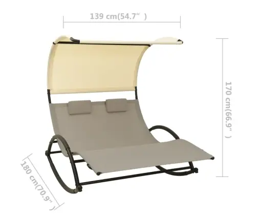 Dvivietis Saulės Gultas, Taupe Ir Kreminis, Tekstilenas