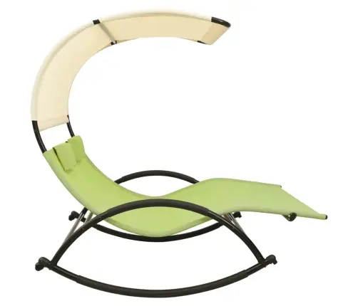 Divvietīgs Sauļošanās Zvilnis Ar Jumtiņu, Zaļš, Krēmkrāsas Vidaxl