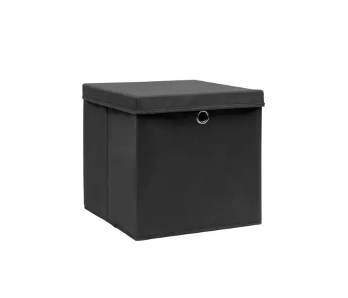 Uzglabāšanas Kastes Ar Vāku, 4 Gab., Melnas, 28X28X28 Cm Vidaxl