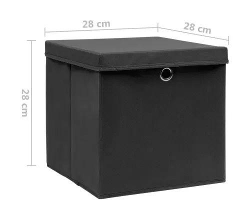 Uzglabāšanas Kastes Ar Vāku, 4 Gab., Melnas, 28X28X28 Cm Vidaxl