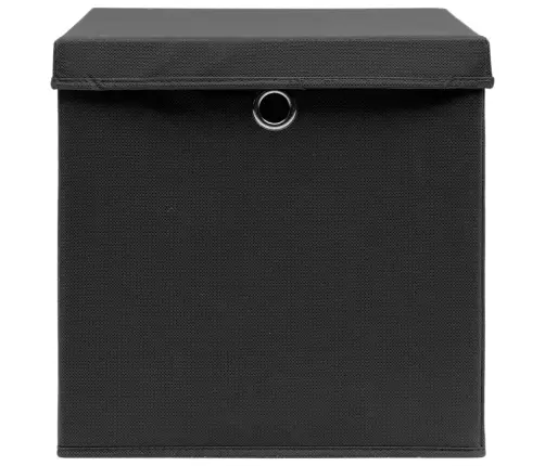 Uzglabāšanas Kastes Ar Vāku, 10 Gab., Melnas, 28X28X28 Cm Vidaxl